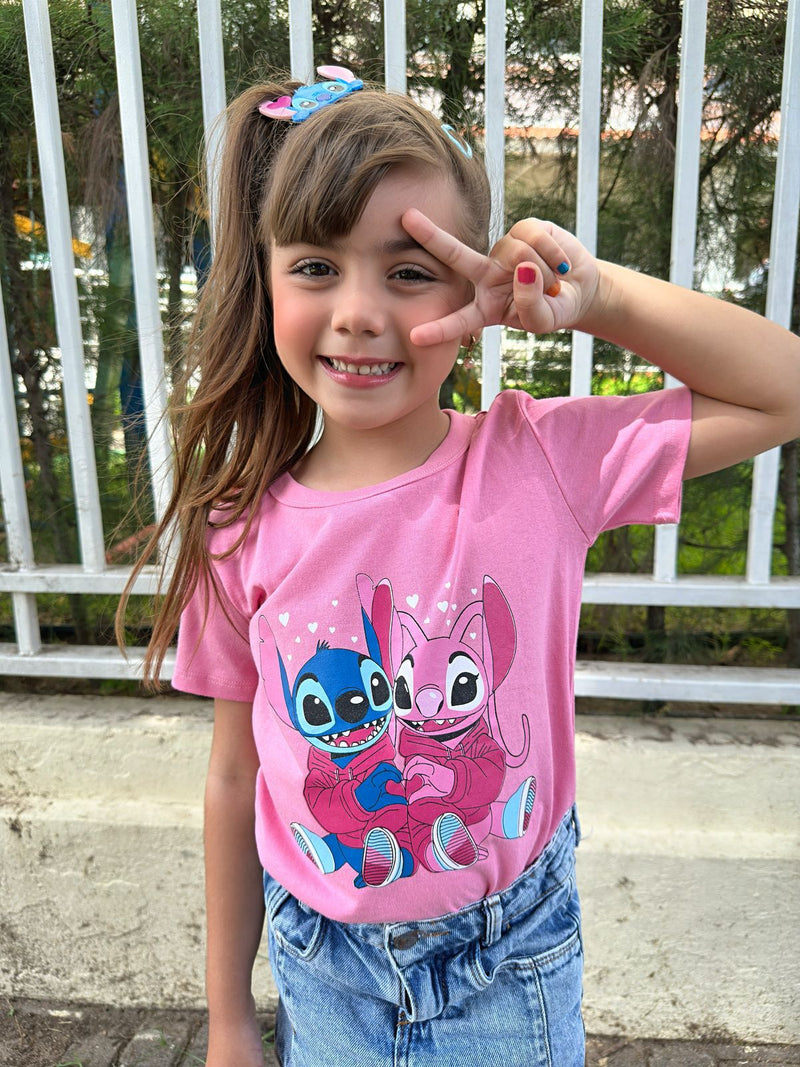 Camisas Stitch e Angel - Menina